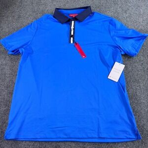 Redvanly Monroe Polo Mens XL Marine Blue 4-Way Stretch NWT Golf Athletic Luxury